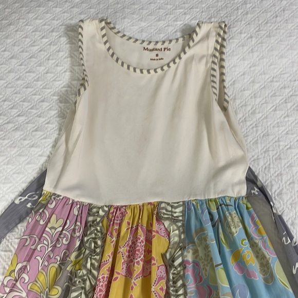 Mustard pie girls boutique twirl dress sz 8 floral ruffle pink grey blue ivory - Picture 2 of 8